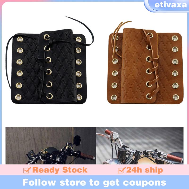 [Etivaxa] Motorcycle Grip Covers PU Leather Shock Absorb Throttle Grip