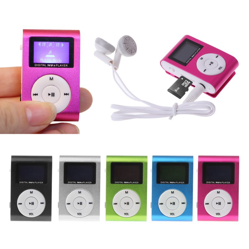 Mini Clip MP3 Player USB Cable Micro SD TF Card LCD Screen Digital