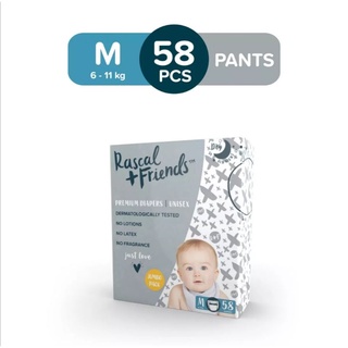 Rascals+Friends Pants Jumbo Pack MEDIUM (6-11 KG) 58pcs-Diaper Pants