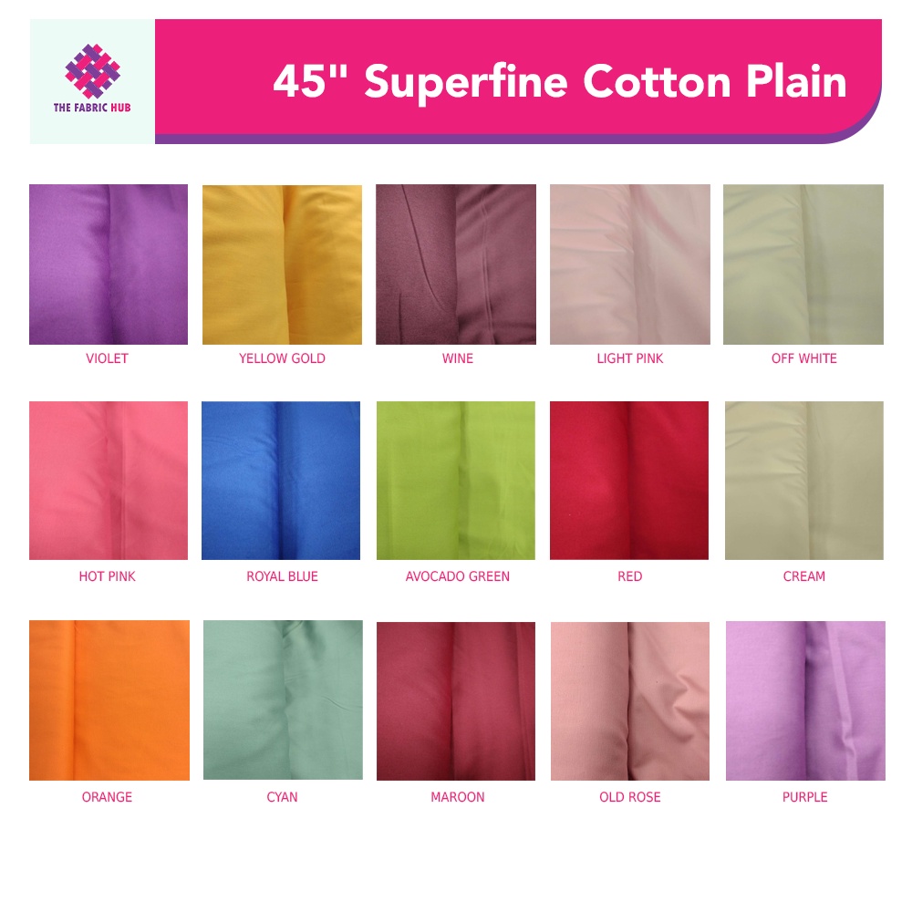Fabric Hub 45" Superfine Cotton Plain (Cloth/ Tela) Sold per Yard