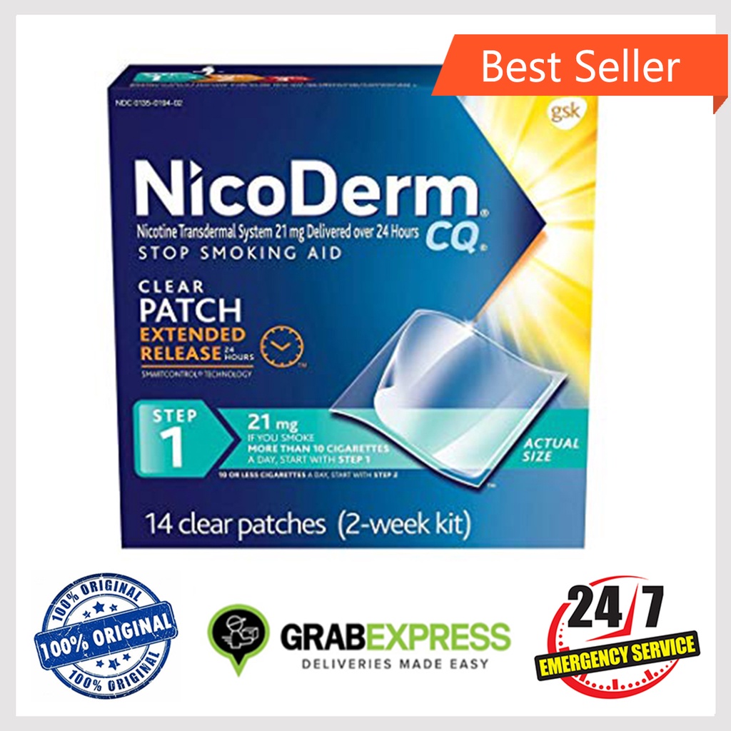 Authentic!Nicoderm Patch Step 1, 21mg, Stop Smoking Aid, 14 Count ...