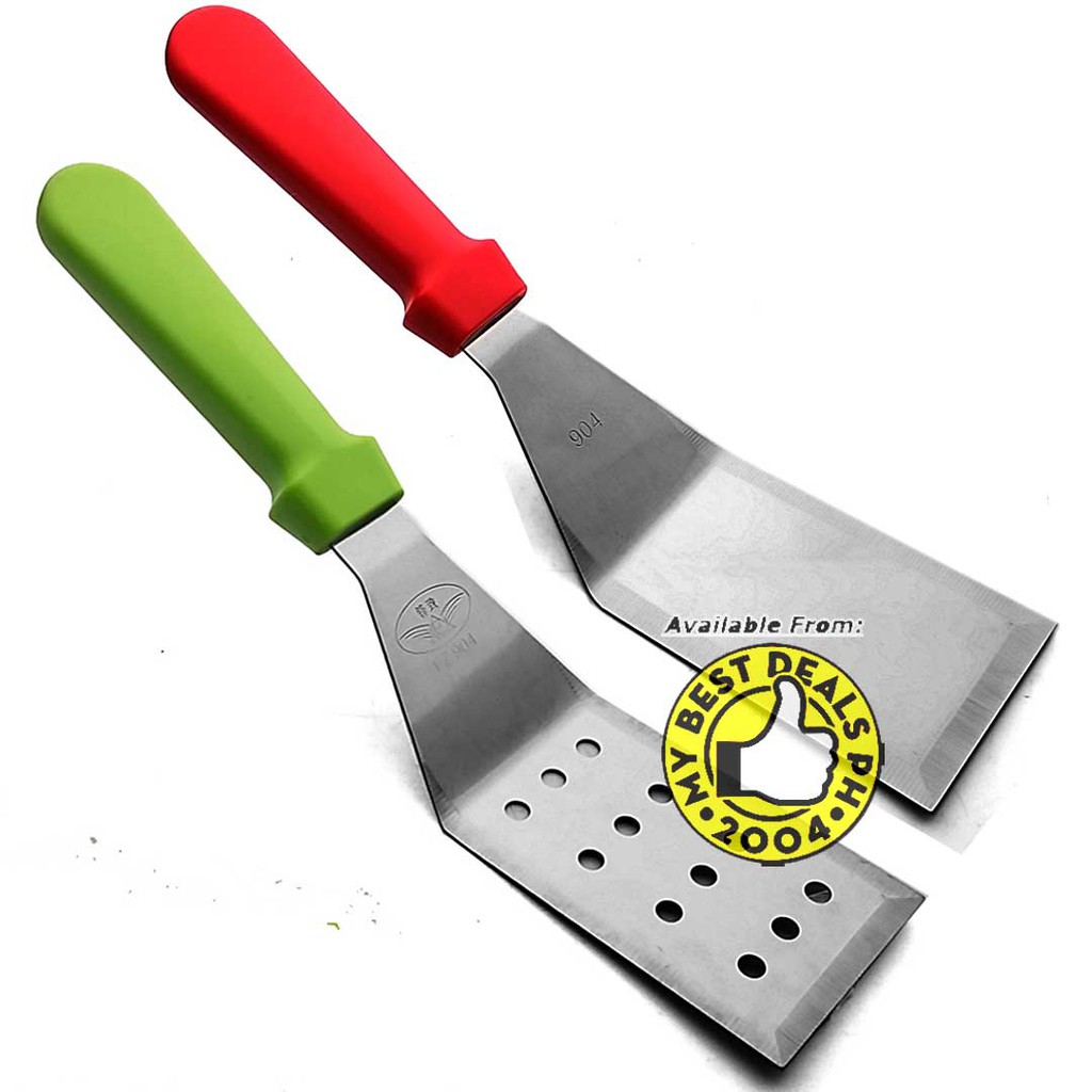 SOLID AND PERFORATED BURGER SPATULA FLIPPER TURNER FOR GRIDDLE GRILL COOKING BAKING OF HAMBURGER