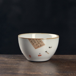 ≦Feng Ju Guan Kiln Hand-painted Master Cup Tea Cup Ceramic Zen Tea Cup Tea Cup Kung Fu Tea Cup Sing #4