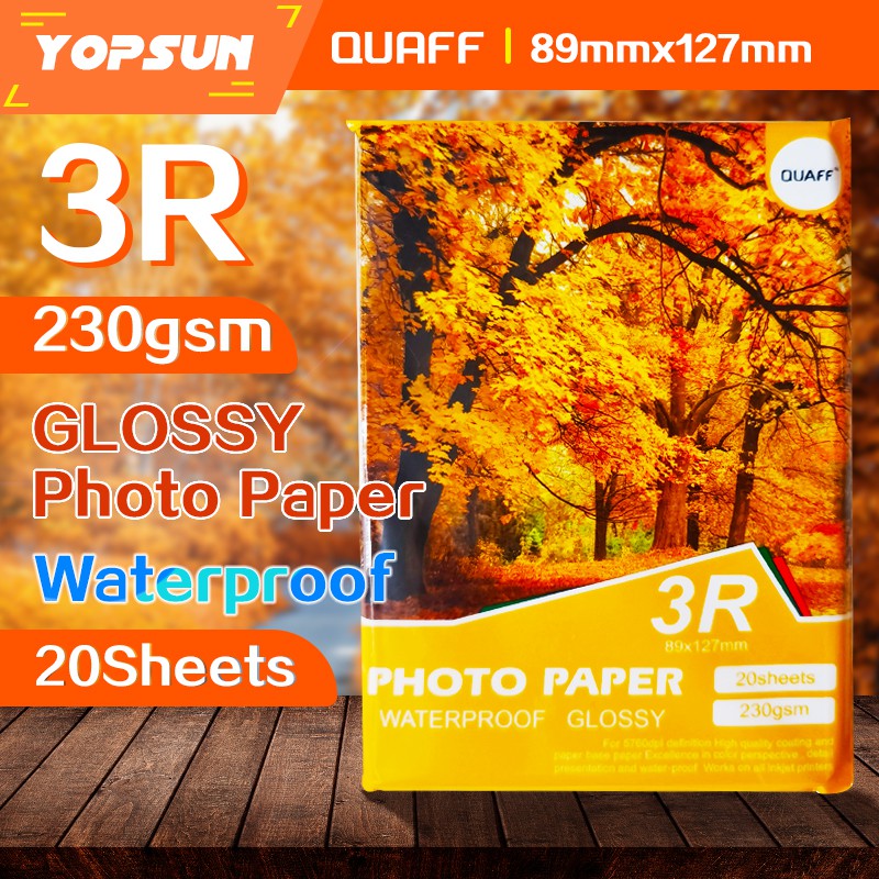Quaff Photo Paper Glossy 180 & 230gsm 20Sheets A4 / 5R / 4R / 3R #6