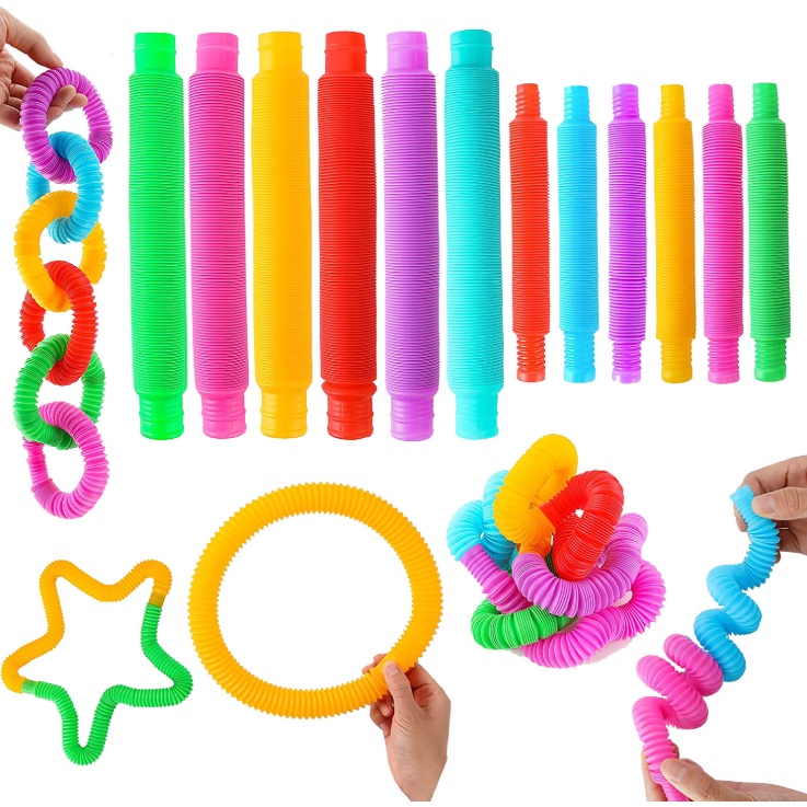 DIY Pop It Tubes Toy Fidget Toys For Kids Colorful Telescopic Pop Tube ...