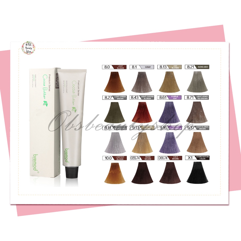 Bremod Premium Series Cocoa Butter Hair Color Dye 8/0 To 10/0 G55/74
