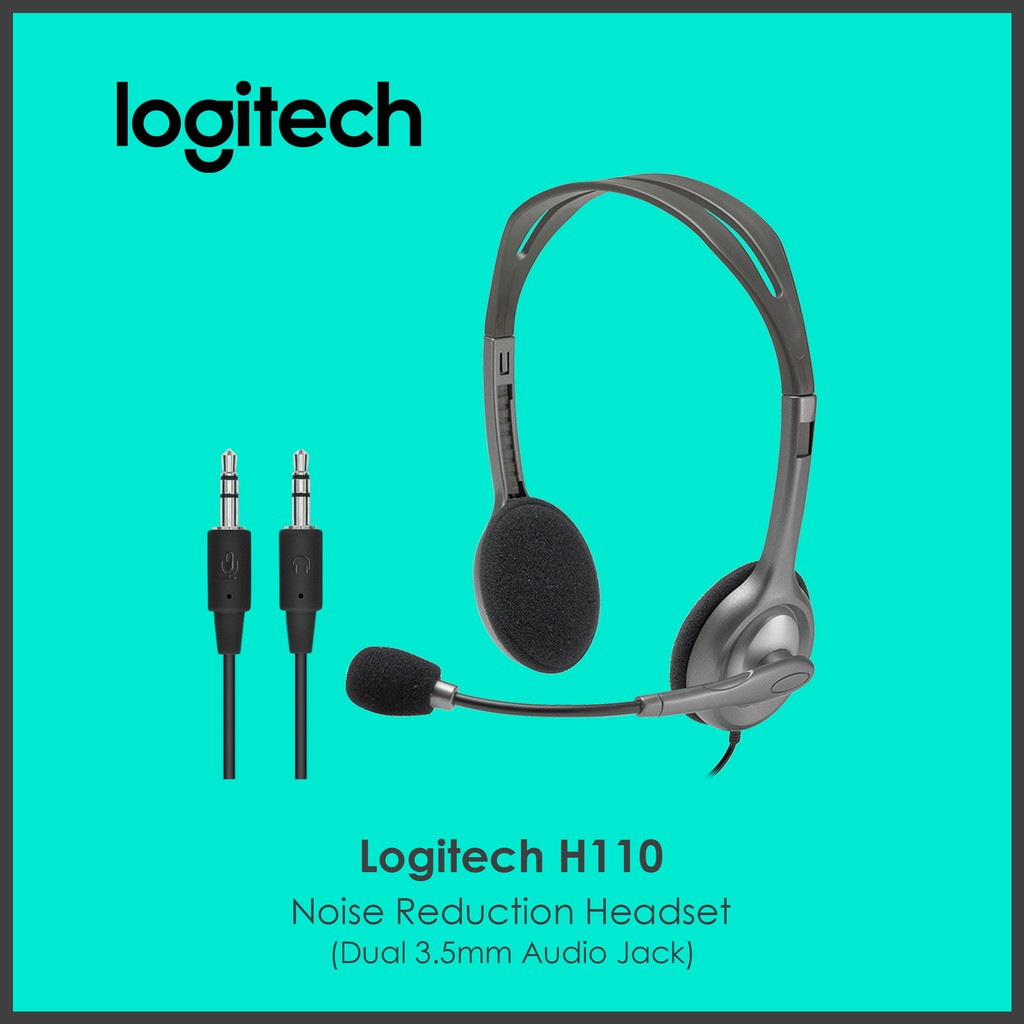 Logitech H110 Stereo Headset, Dual 3.5mm Jacks, Noise Reduction