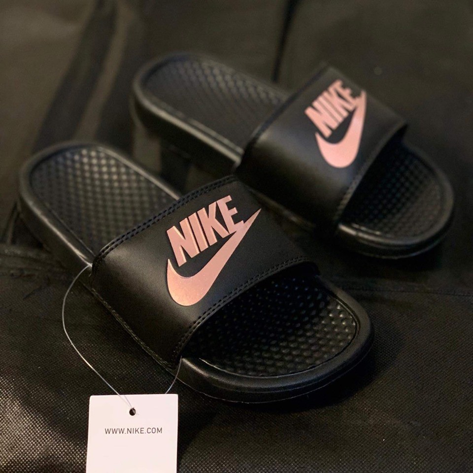 nike rose gold slides