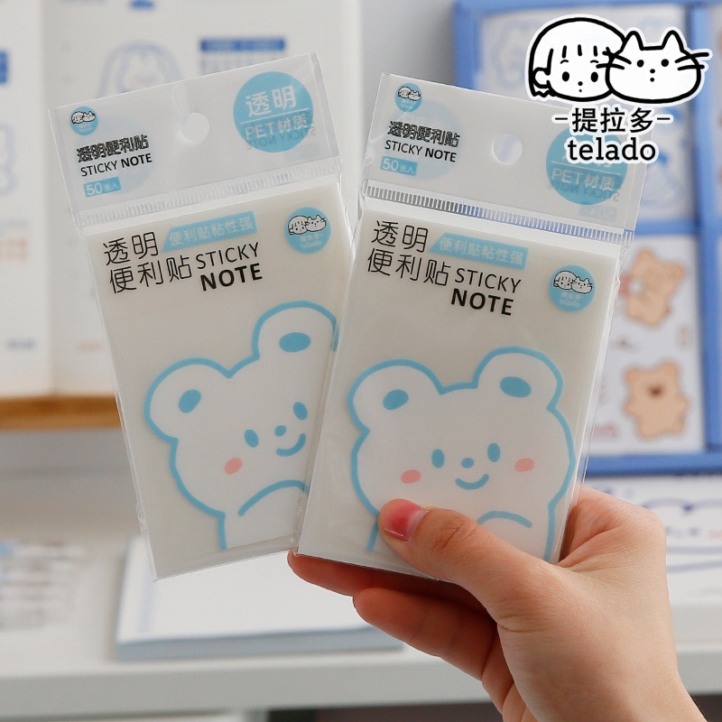 50 Sheets PET Waterproof Transparent Durable Self-Stick Notes
