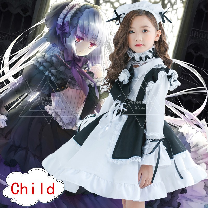 kid girls anime angel beats cosplay halloween maid dress