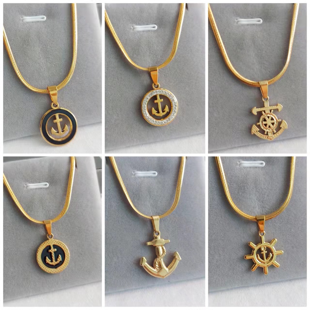 18K Gold Plated Anchor Stainless Steel Necklace High Quality(FREE BOX