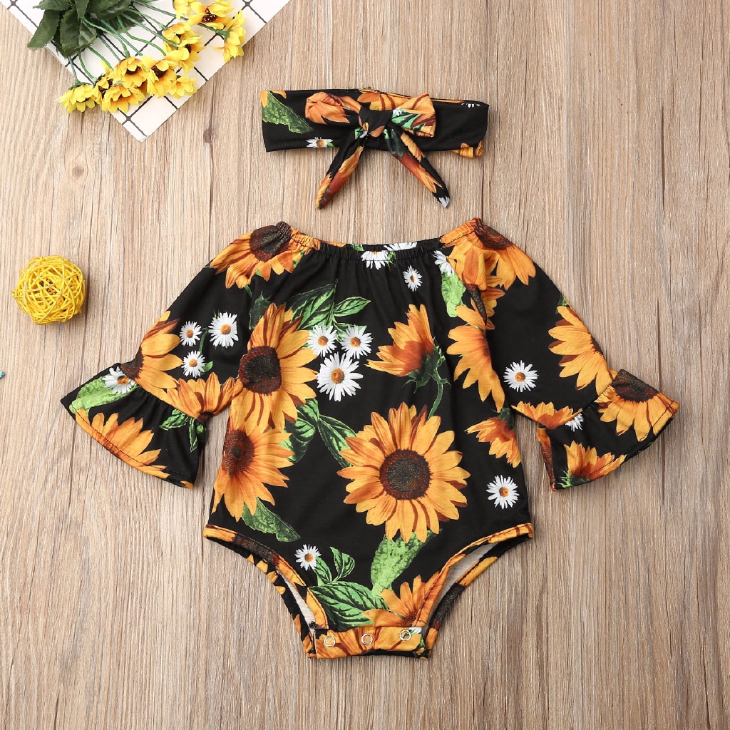 sunflower baby romper