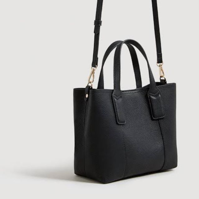 mango leather shopper bag