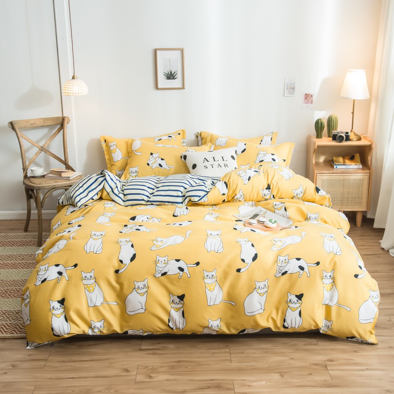 Yellow Cats Without any Comforter 3/4in1 Fashion Bedding Set Bedsheet