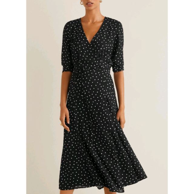 wrap over polka dot dress