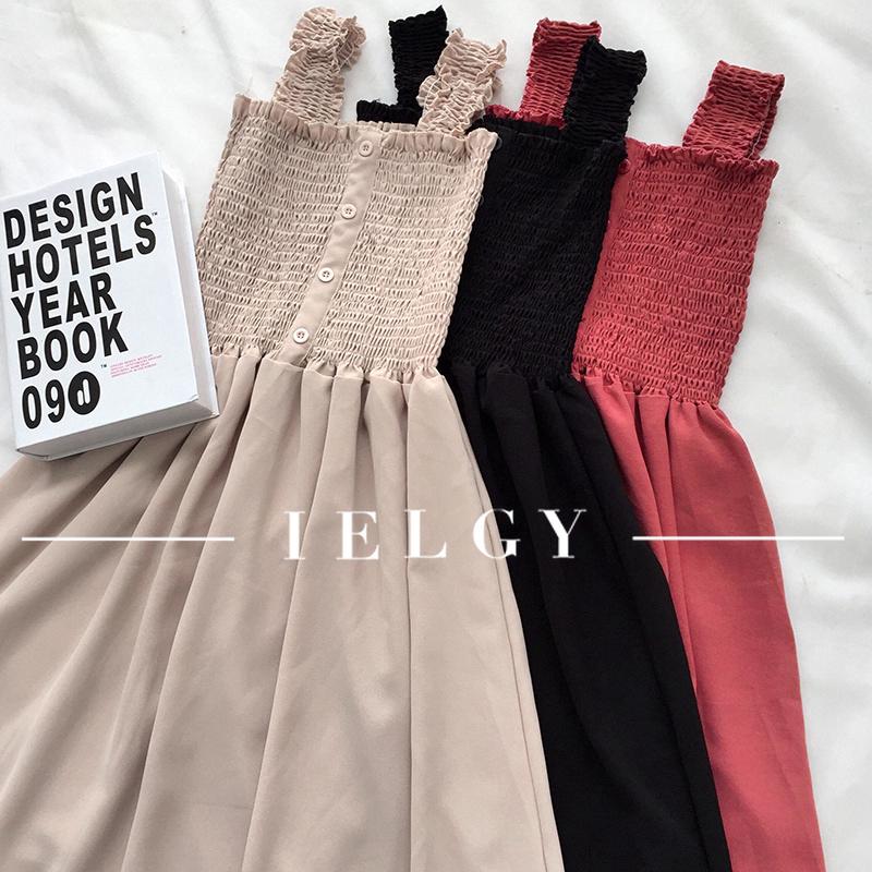 Ielgy Dress Tanpa Lengan Model  A Line  dengan Rok  Panjang 