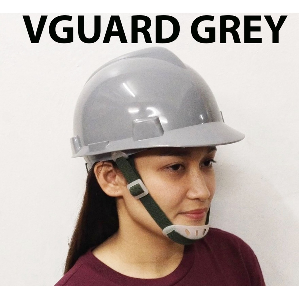 MEISONS HARD HAT SAFETY HELMET VGUARD PE ( GREY GRAY ) WITH LINER AND