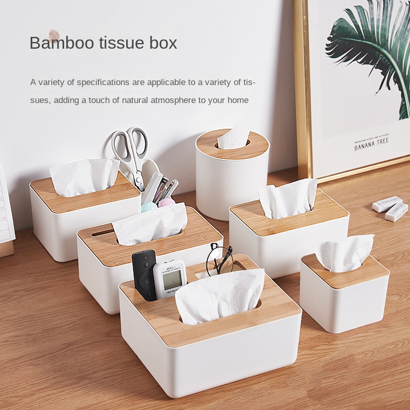 Tissue Box Wooden Cover Tissue Desktop Storage Box Nordic style Toilet