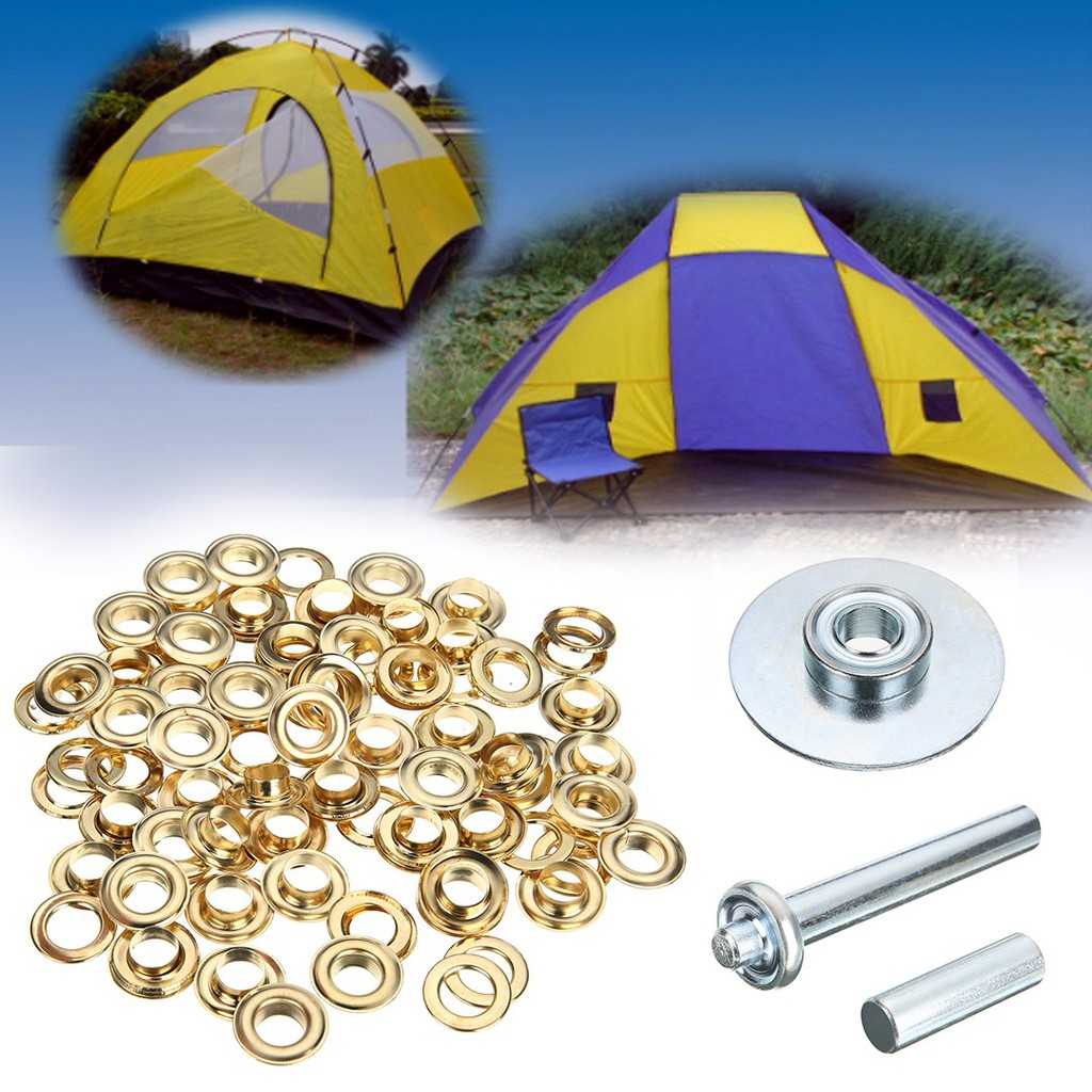 Eyelet Grommet Tarp Tent Repair Kit 50 pcs Hole Punch Set Tarpaulin Awning Bags Tools &