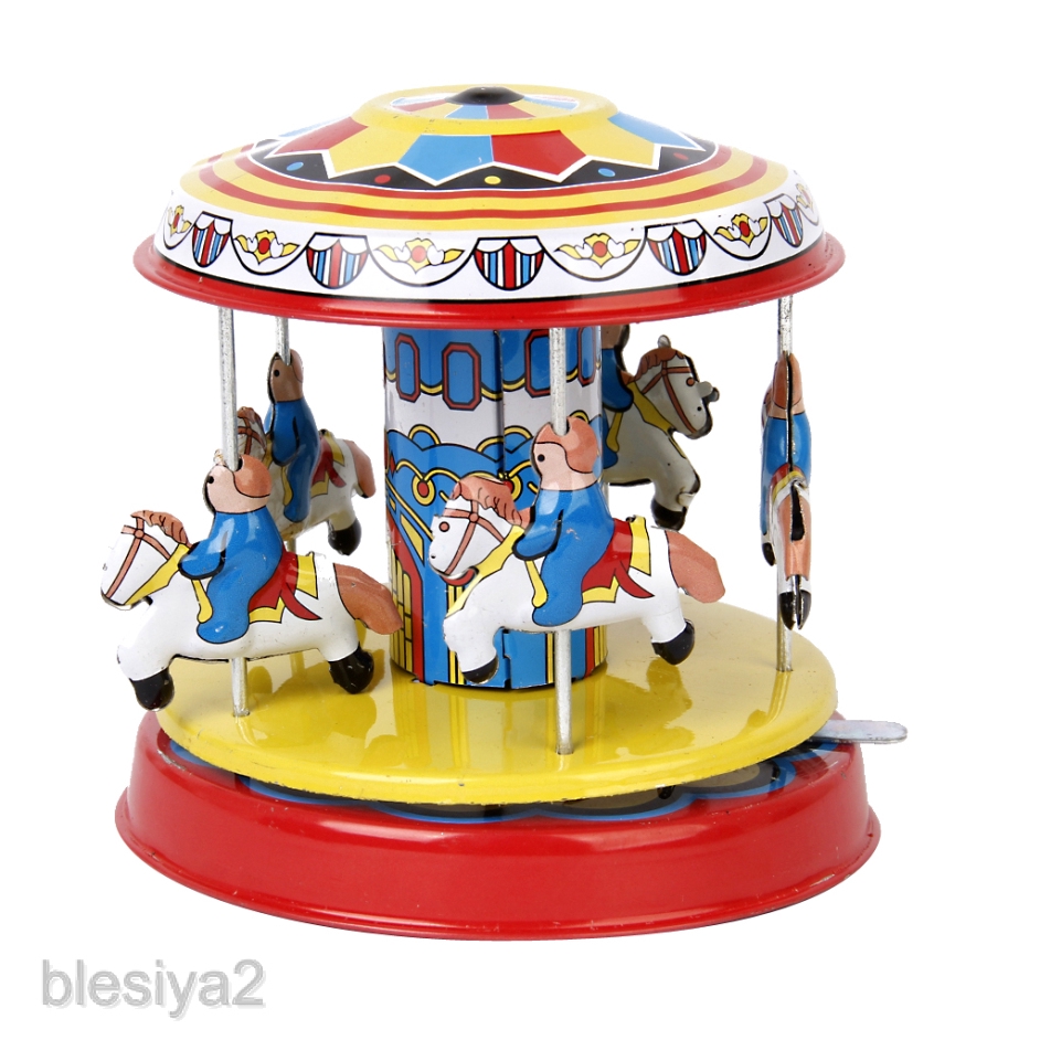 Vintage Fairground Carousel Model Merry Go Round Tin Toy Collectible ...