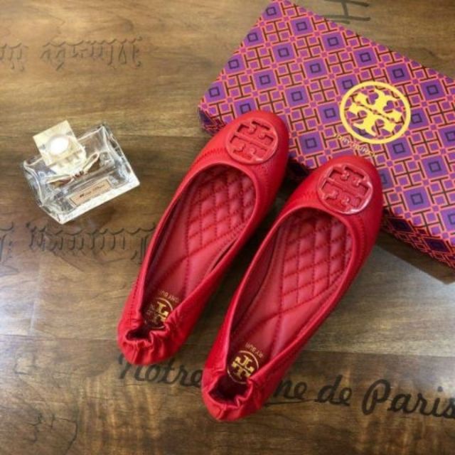 tory burch red flat shoes