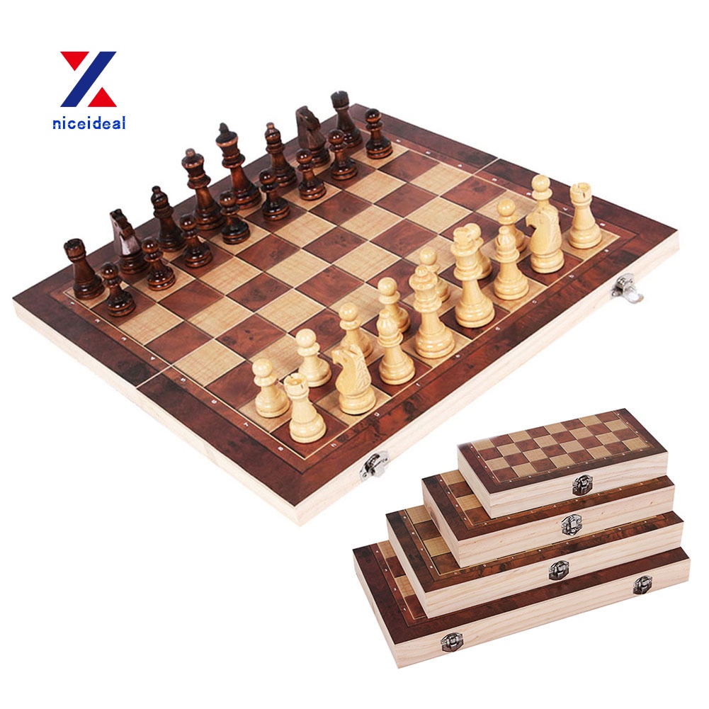 MagiDeal Chinese Ancient Figurines Pieces Chess Set w/ Foldable Chessboard 
