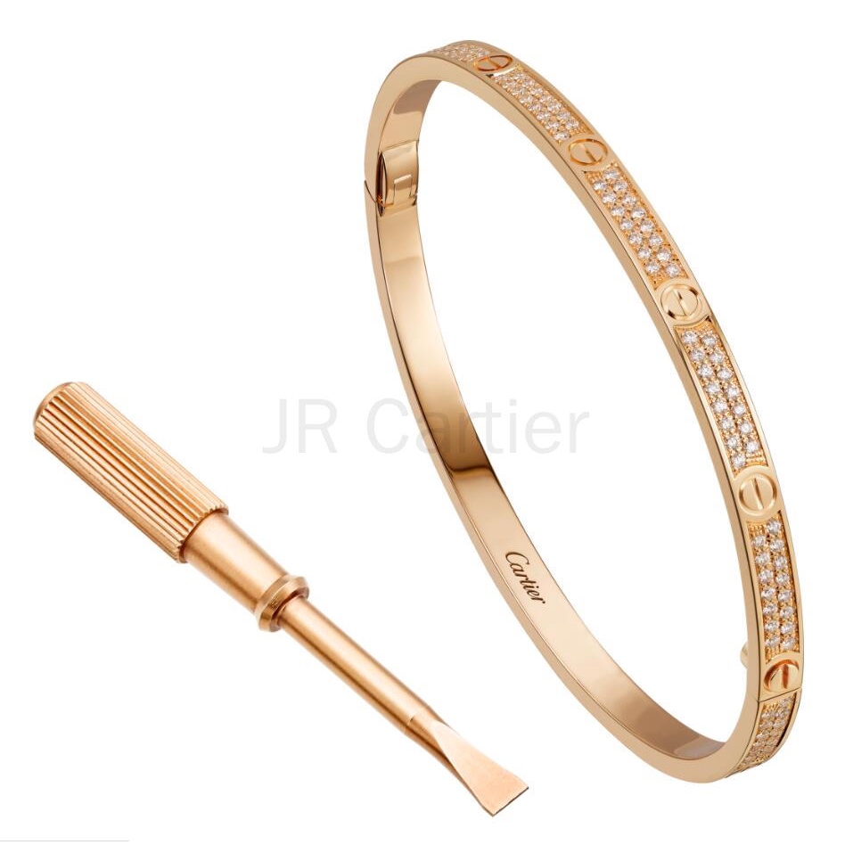 2021 New LOVE BRACELET, SMALL MODEL PAVE PINK GOLD DIAMONDS with a Screwdriver Can Choose Box