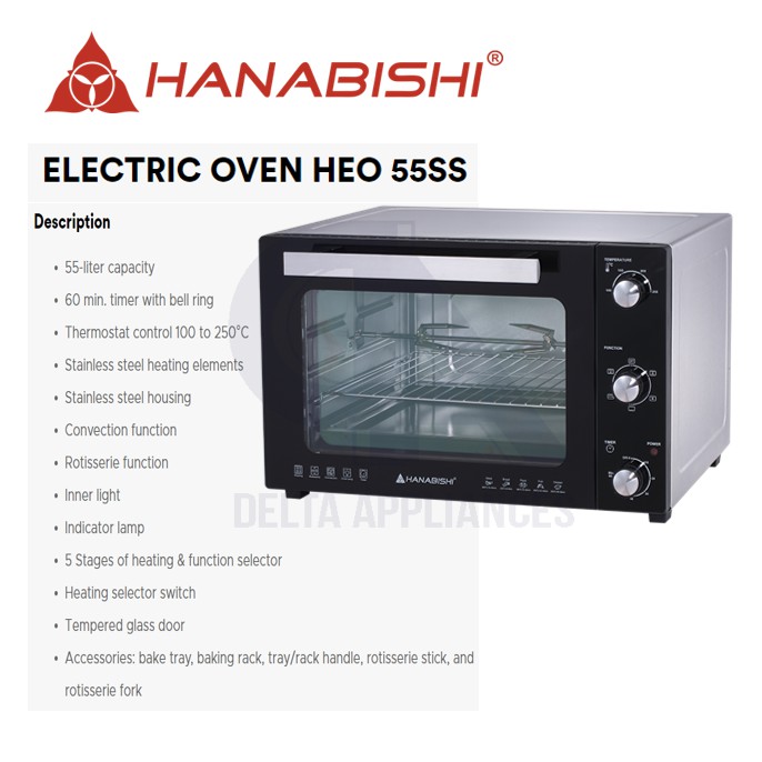 Hanabishi HEO 55SS Electric Oven 55L Shopee Philippines