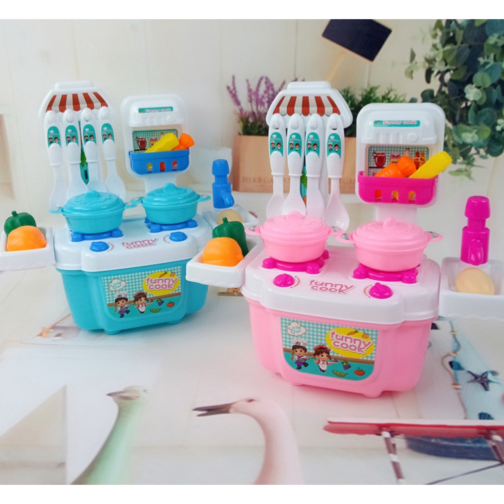 tuscom 1 set children girl toy role play mini simulation kitchenware tableware cookware