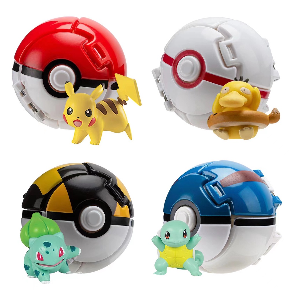 Throw Pokeball Automatically Bounce With Pokemon Figure Pikachu Anime ...