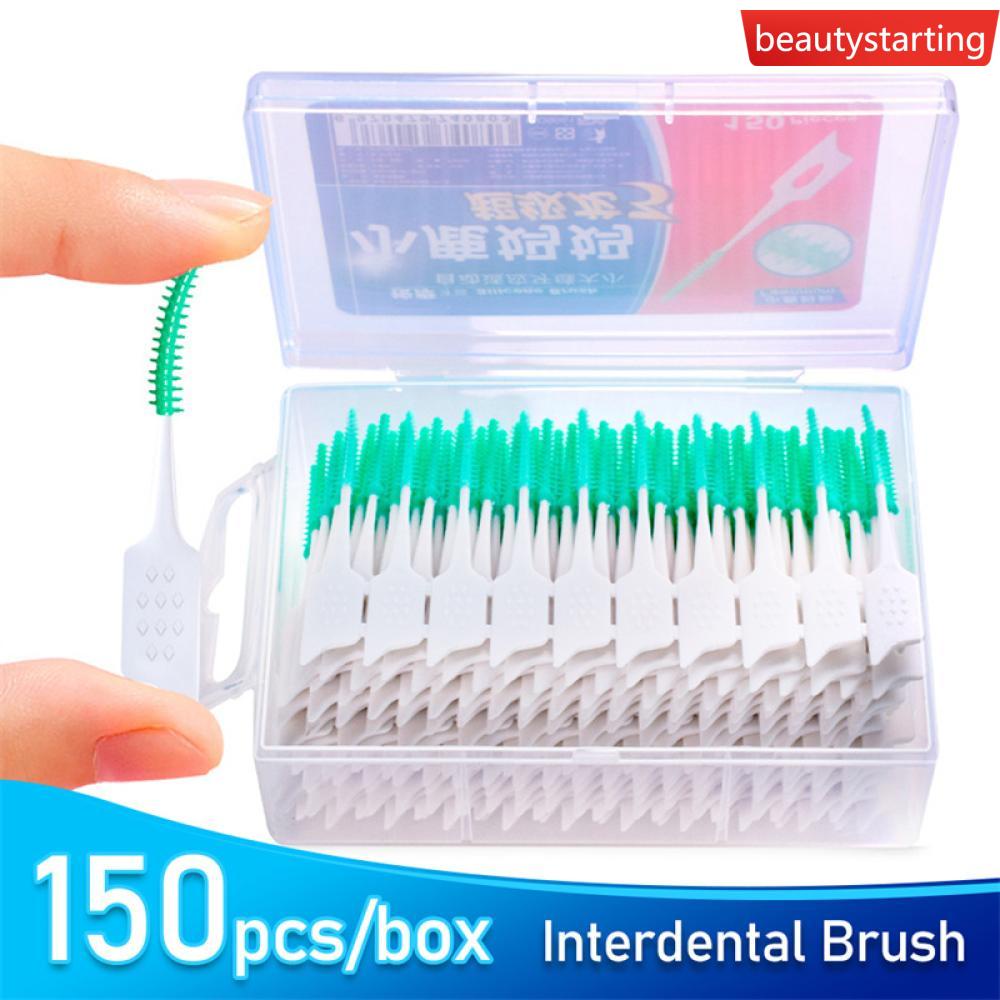 BEAUTYSTARTING 150Pcs/set TPR Interdental Brushes Massage Gums Soft