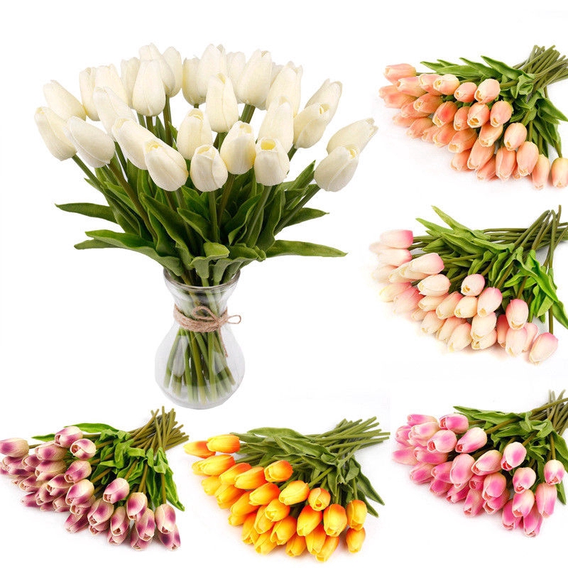 10 Pcs Tulip Artificial Flowers / Real Touch Decorative Fake Flower Bouquet / Office,Hotel,Home Wedding Party DIY indoor Decoration