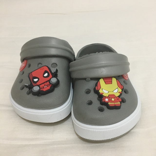 Used Crocs for Toddler Baby with Brand new Marvel Ironman + Deadpool  Jibbitz | Shopee Philippines