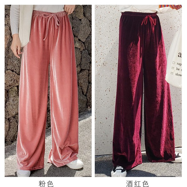red velvet wide leg pants