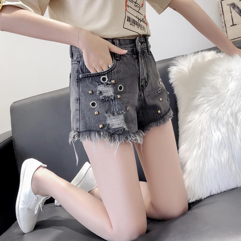 gray high waisted shorts