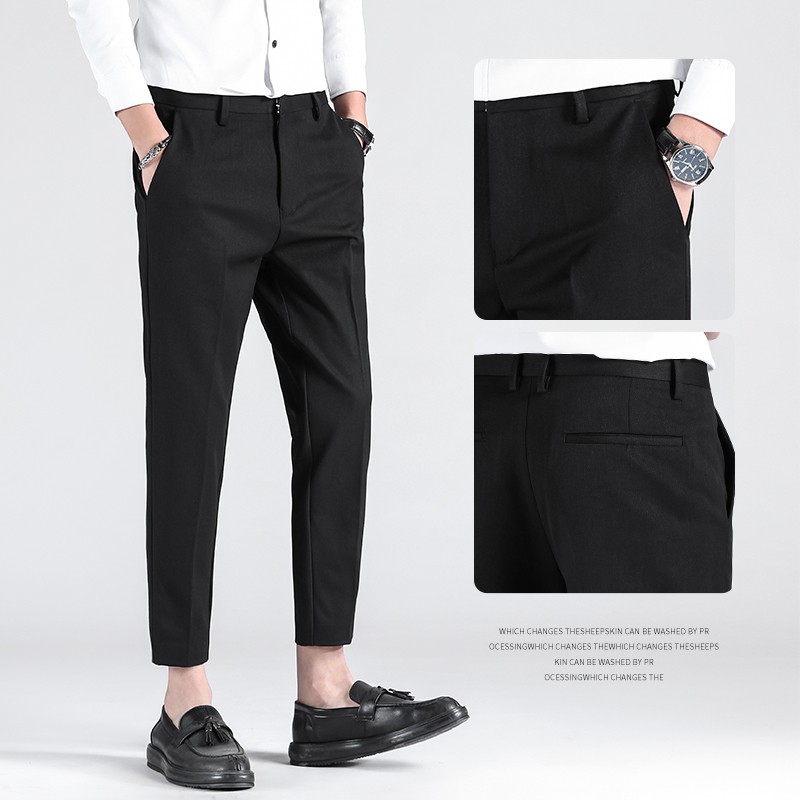 Men's Black Slacks Pants Slim Fit High Quality Fabric A801 #2