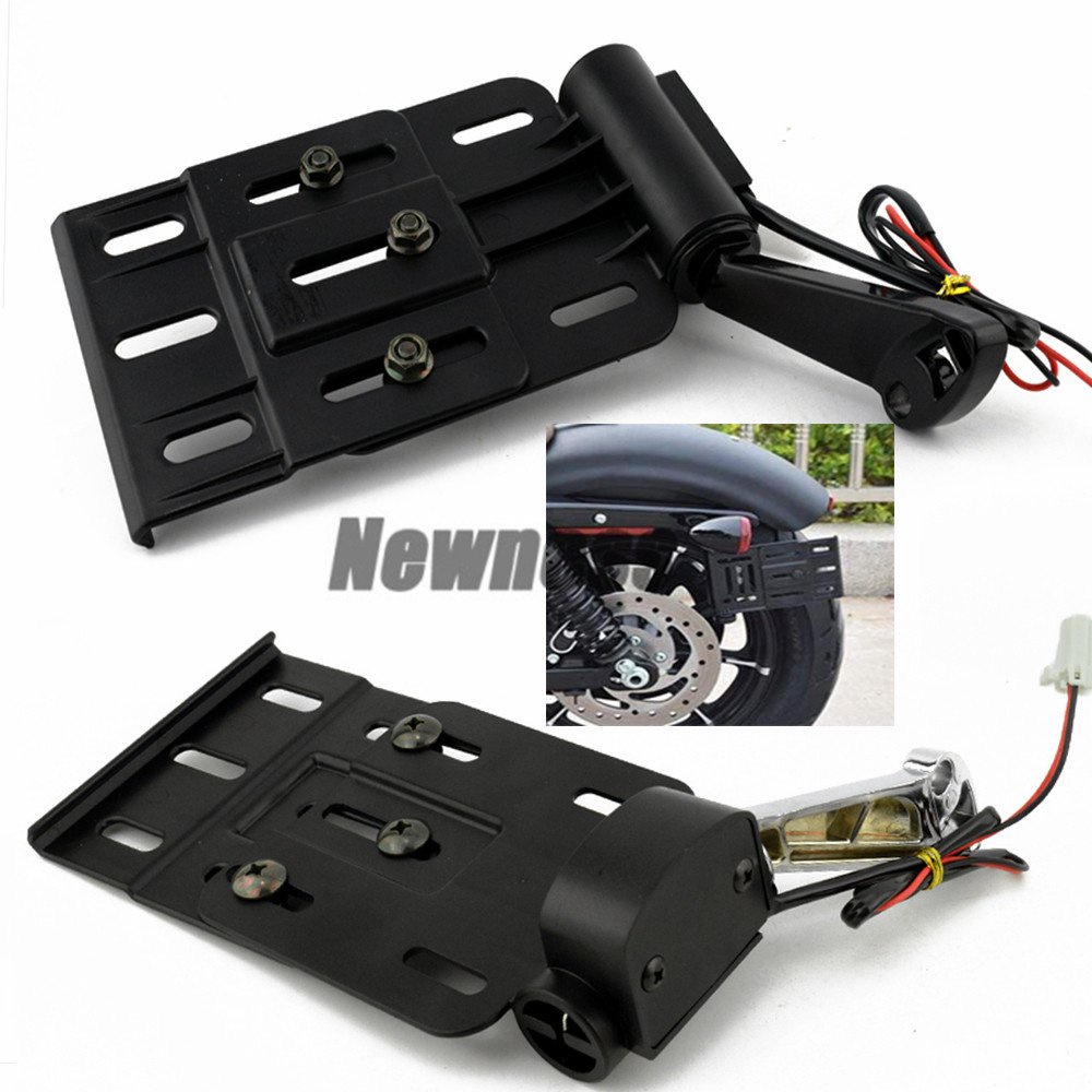 jdsMotorcycle SideMount License Plate Frame Fender License Plate LED