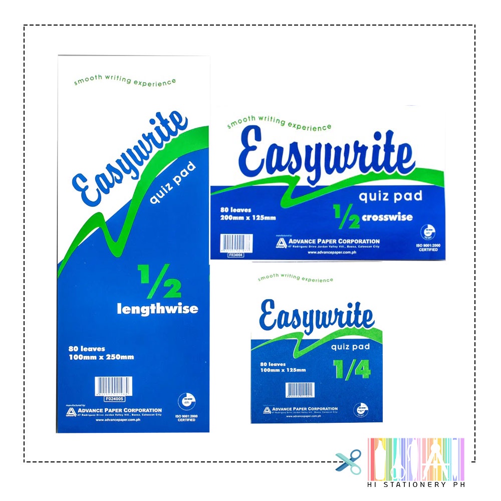 Easywrite Victory Ruled Pad Paper Quiz Pad 1 4 1 2 Crosswise 1 2 