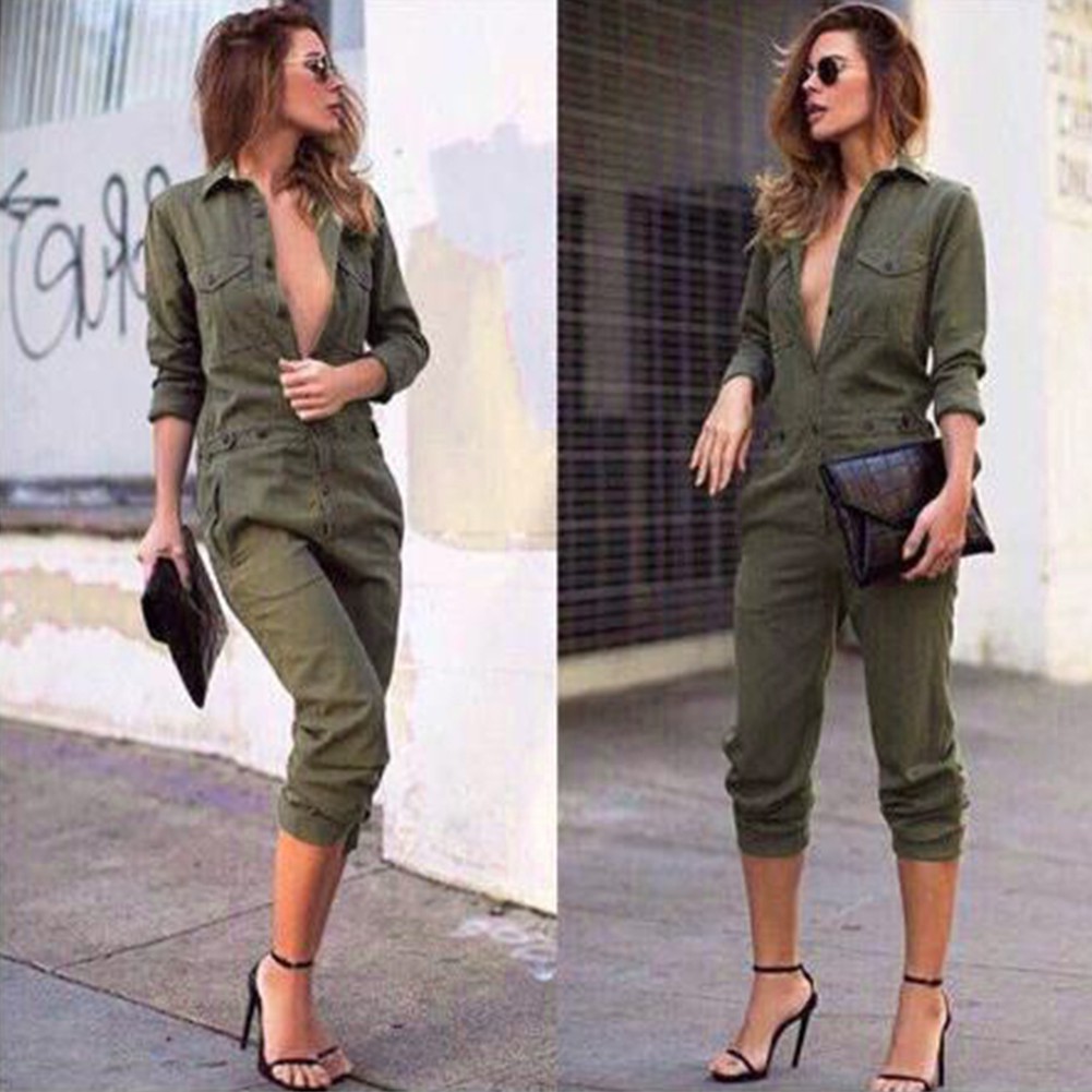 green jumpsuit casual