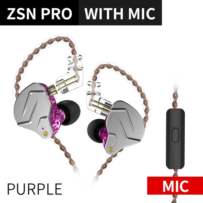 Kz Zsn Pro Metal Earphones 1ba 1dd Hybrid Bass Earbuds Headset Kz