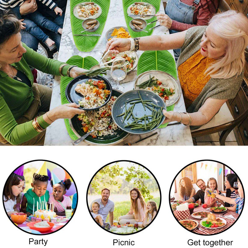 5PCS Artificial Banana Leaves Faux Tropical Leaves for Hawaiian Luau Party Decor Table Runner Centerpiece Place Mat