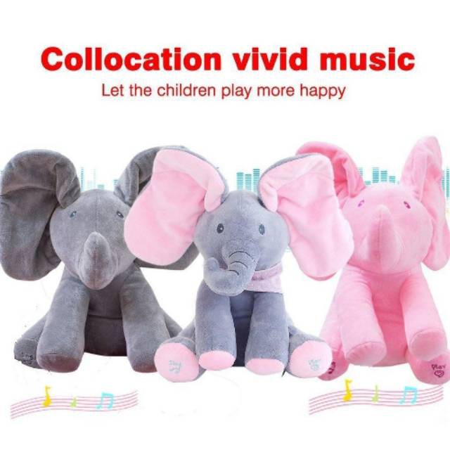 talking elephant plush toy with music