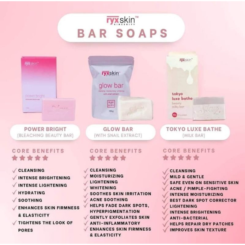 RYX SKIN SINCERITY GLOW BAR SOAPS POWER BRIGHT BLEACHING BEAUTY BAR