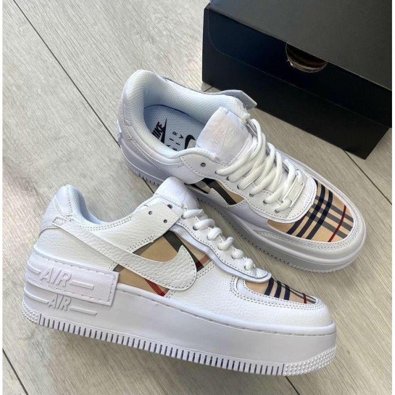 MELO Fashion Air Force 1 AF1 Shadow Macaron White Brown British Style  Rubber Shoes for Women #MD24 | Shopee Philippines