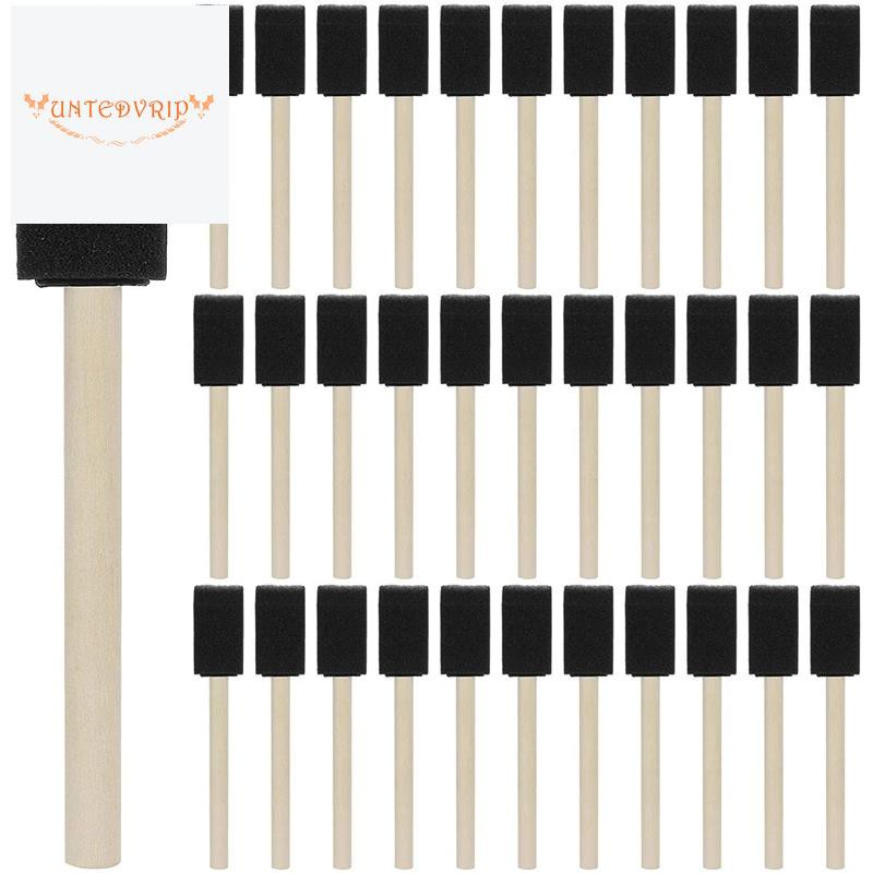 200 Pack Wide Foam Paint Brush with Wooden Handles for Acrylics, Stains, Varnishes, Crafts, Arts