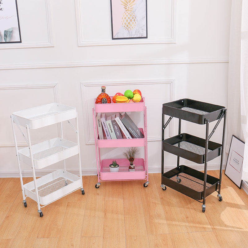 Onhand! Origami 3tier Foldable Rolling Cart Storage Shelf Shopee