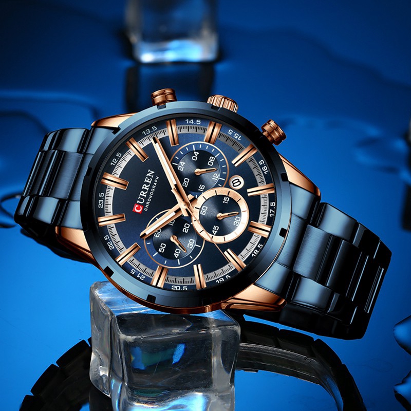 CURREN Men Watch Waterproof Luxury Stainless Steel Watches Chronograph Brand  Busines Quartz Wristwatch
