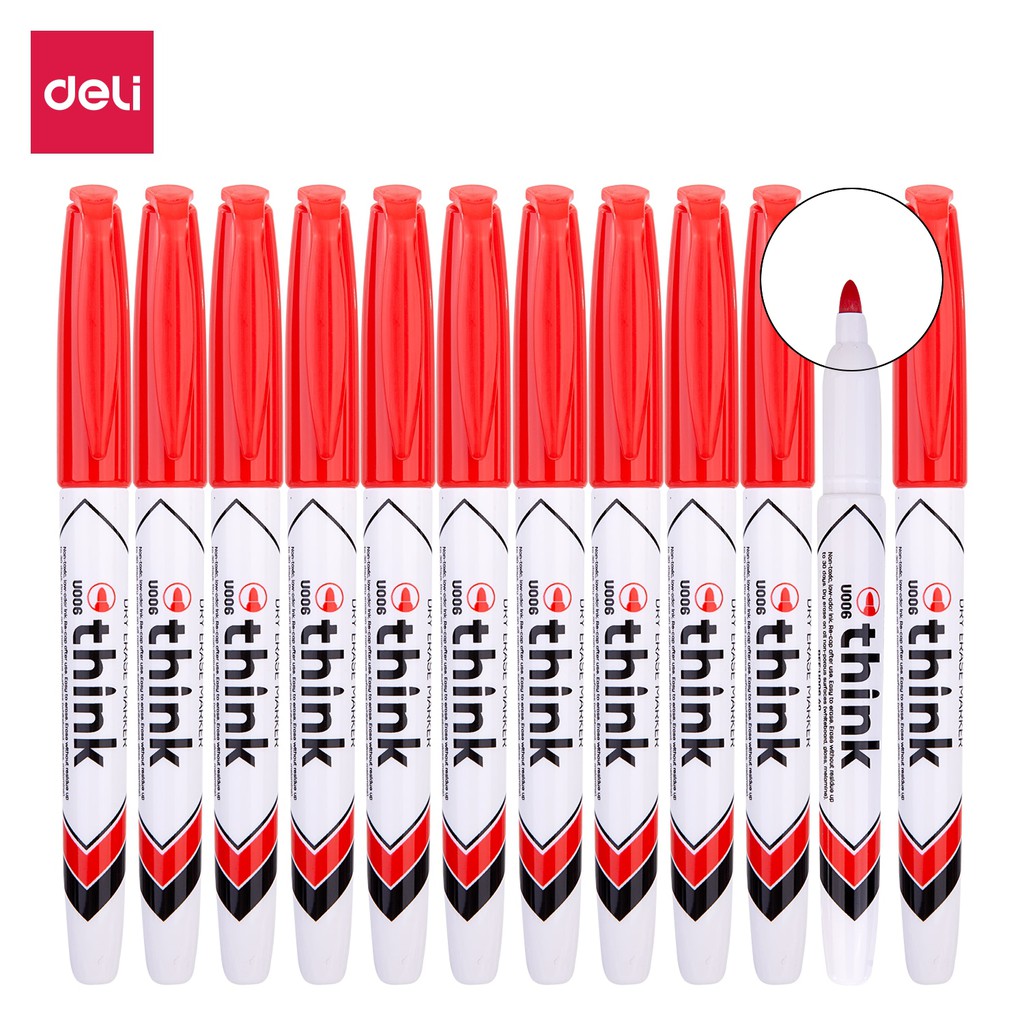 Deli Think Dry Erase Whiteboard Marker Red 12 pcs/box EU00640 Shopee Philippines