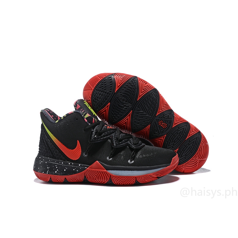 kyrie 5s black and red