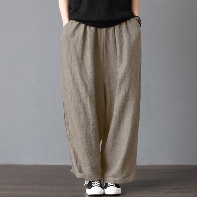 wide leg cotton pants plus size